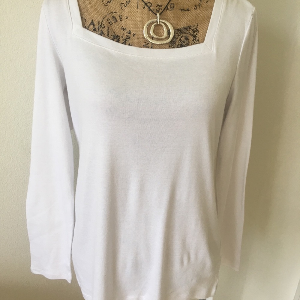 Cable& gauge white cotton long sleeve tee
